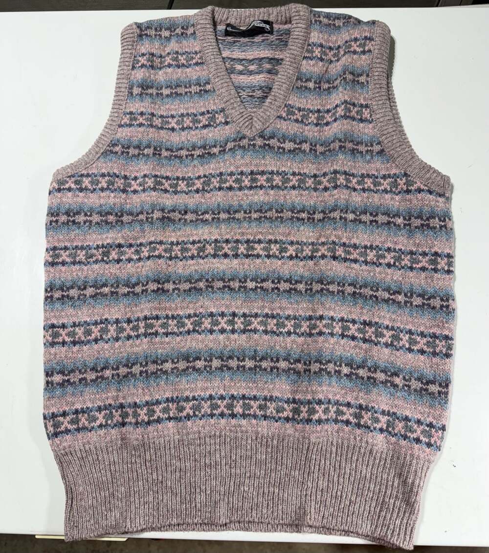 Boston Athletic Club Vintage Fair Isle Pattern V-Neck Knit Sweater Vest